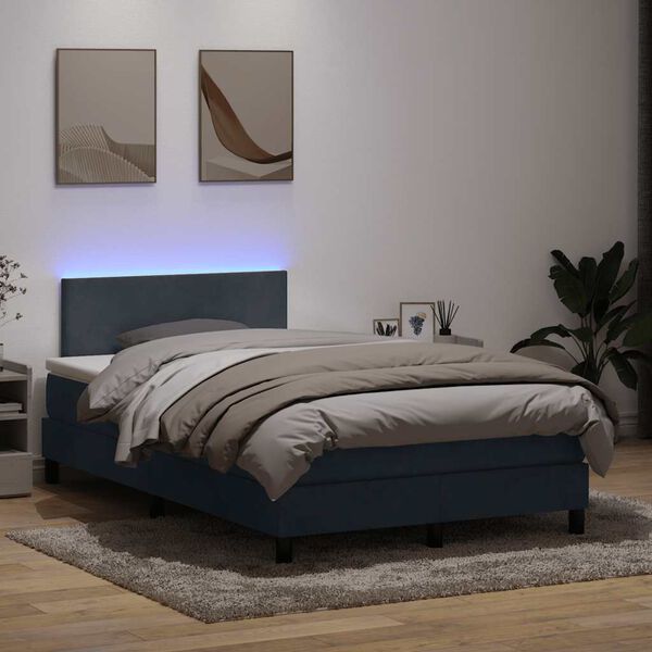 vidaXL &Kappa;&rho;&epsilon;&beta;ά&tau;&iota; Boxspring &mu;&epsilon; &Sigma;&tau;&rho;ώ&mu;&alpha; & LED &Sigma;&kappa;&omicron;ύ&rho;&omicron; &gamma;&kappa;&rho;&iota; 120x220 cm &Beta;&epsilon;&lambda;&omicron;ύ&delta;&iota;&nu;&omicron;