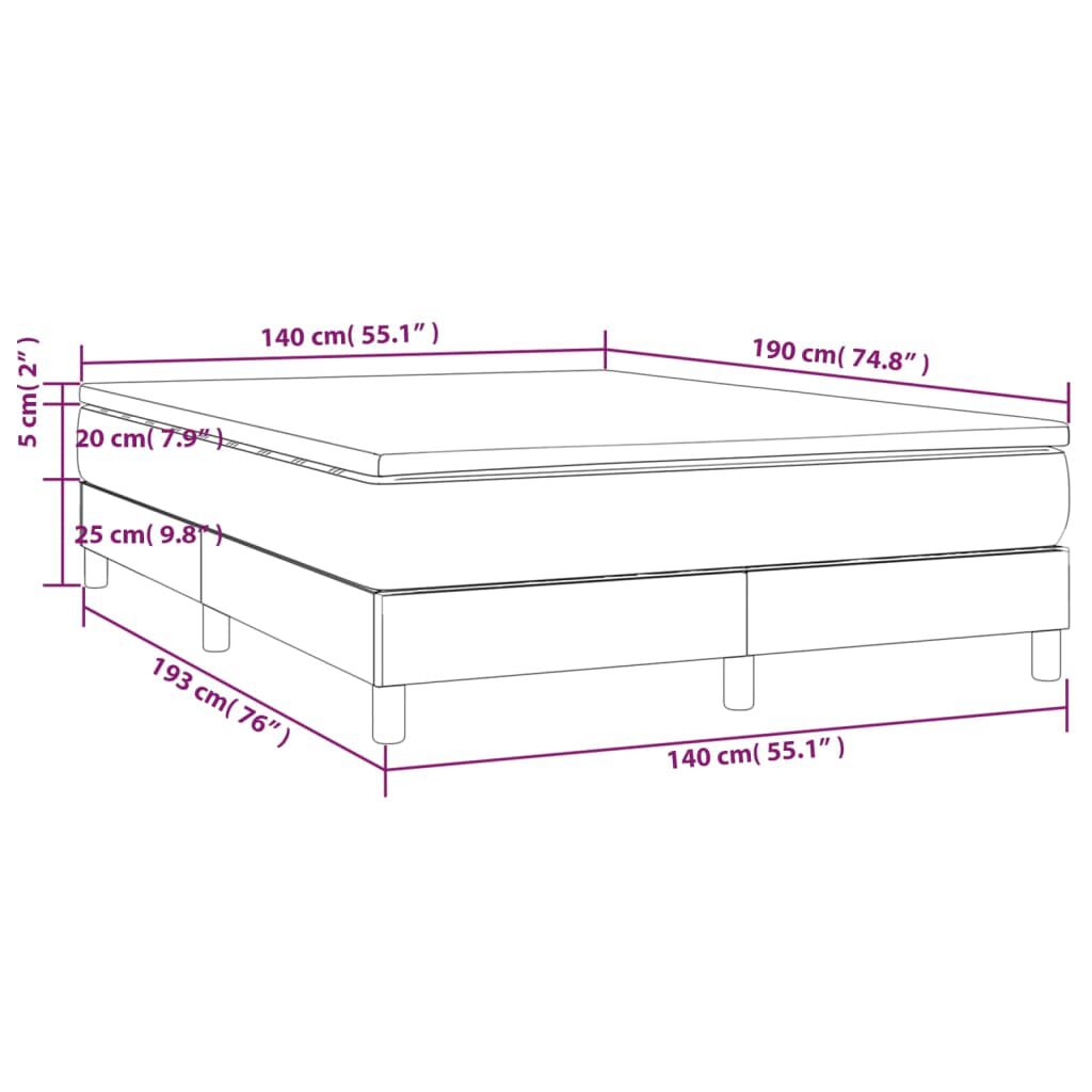 vidaXL Κρεβάτι Boxspring με Στρώμα Μπλε 140x190 εκ. Υφασμάτινο