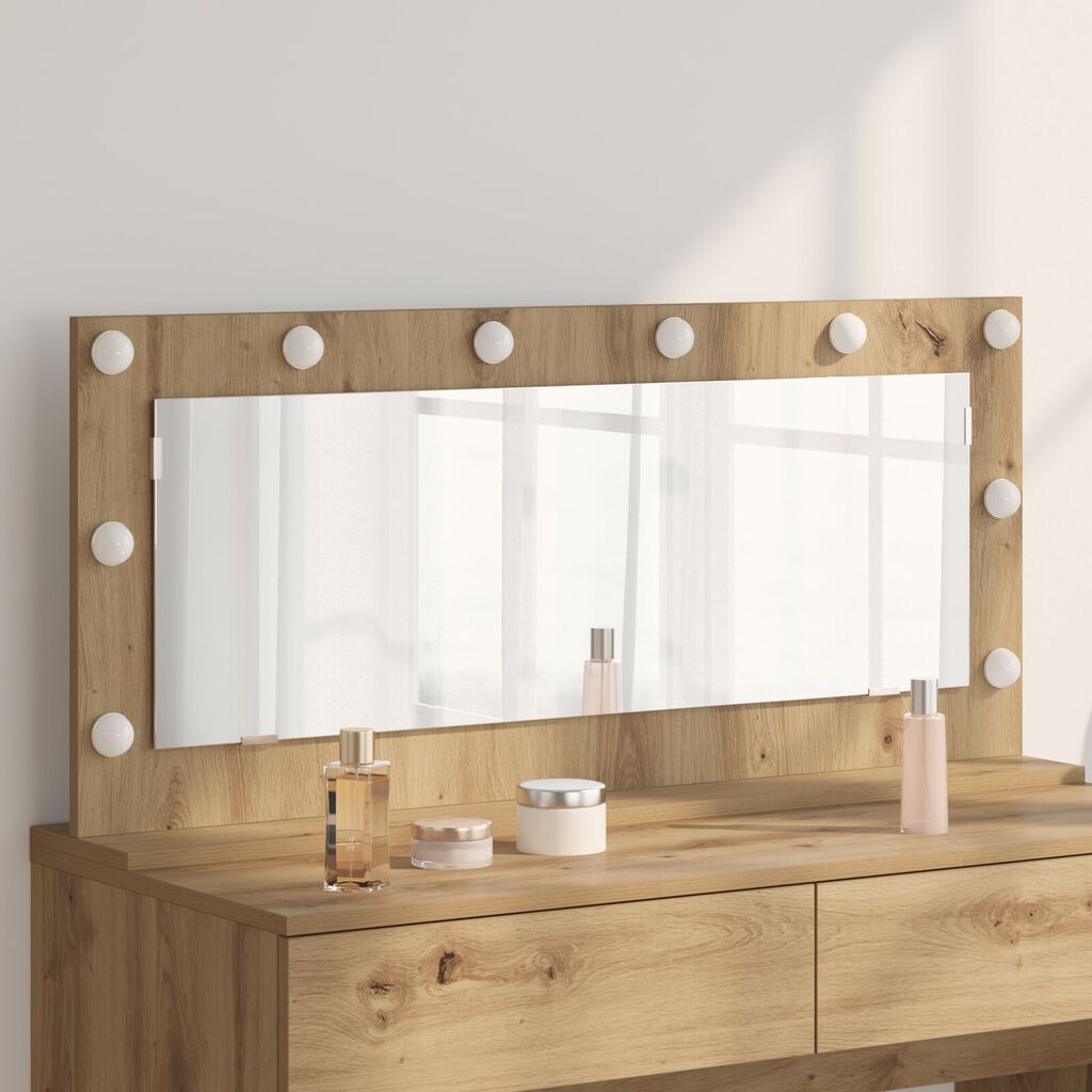 vidaXL Καθρέφτης Vanity με φώτα LED Artisan Oak 100x45x18 εκ.