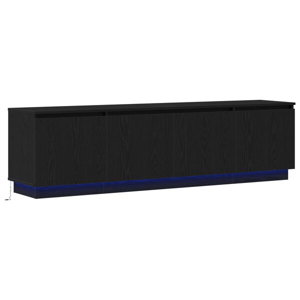 vidaXL Βιτρίνα τηλεόρασης με LED Μαύρη δρυς 180 x 38 x 49 εκ