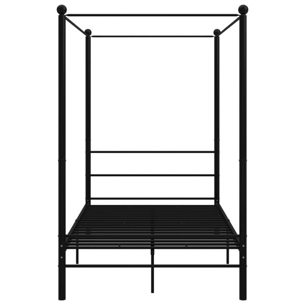 vidaXL Πλαίσιο Κρεβατιού με Ουρανό Μαύρο 120 x 200 εκ. Μεταλλικό