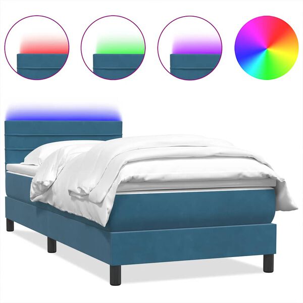 vidaXL &Kappa;&rho;&epsilon;&beta;ά&tau;&iota; Boxspring &mu;&epsilon; &Sigma;&tau;&rho;ώ&mu;&alpha; & LED &Sigma;&kappa;&omicron;ύ&rho;&omicron; &Mu;&pi;&lambda;&epsilon; 80x220 &epsilon;&kappa;. &Beta;&epsilon;&lambda;&omicron;ύ&delta;&iota;&nu;&omicron;