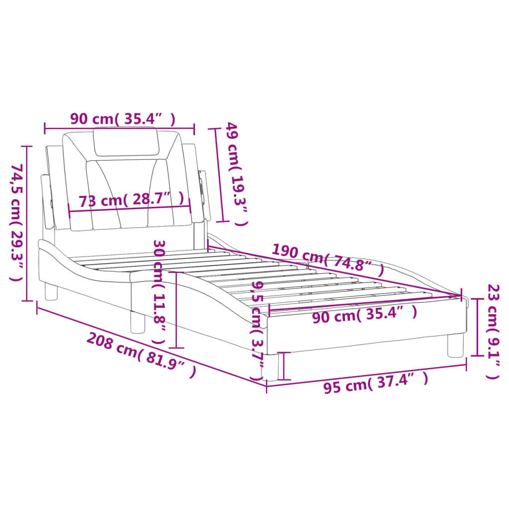 vidaXL Πλαίσιο Κρεβατιού με Κεφαλάρι Καφέ 90x190 εκ. Συνθετικό Δέρμα