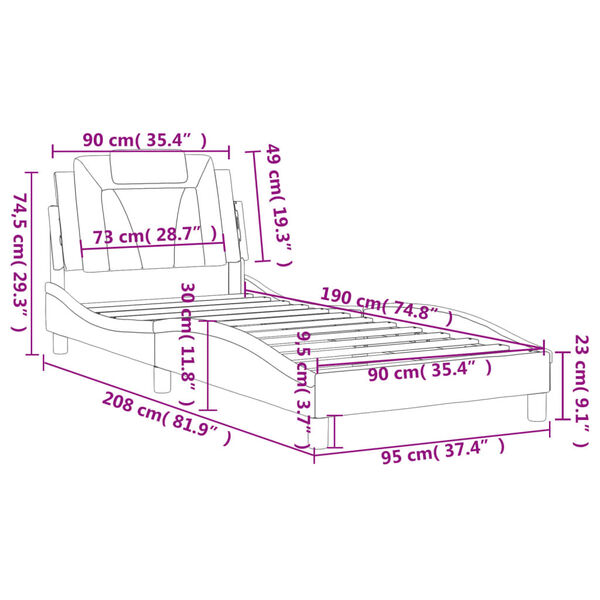 vidaXL Πλαίσιο Κρεβατιού με Κεφαλάρι Καφέ 90x190 εκ. Συνθετικό Δέρμα