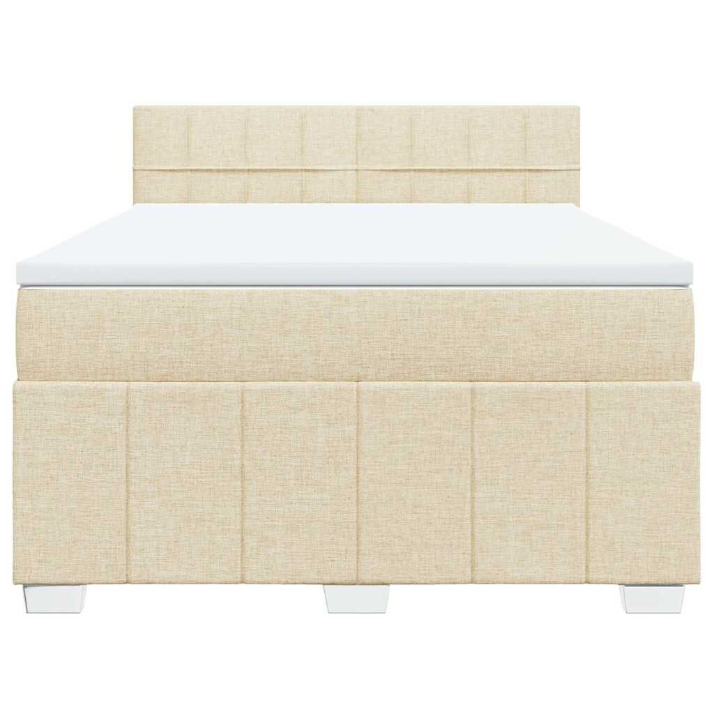 vidaXL Κρεβάτι Boxspring με Στρώμα Κρεμ 140x190 εκ. Υφασμάτινο
