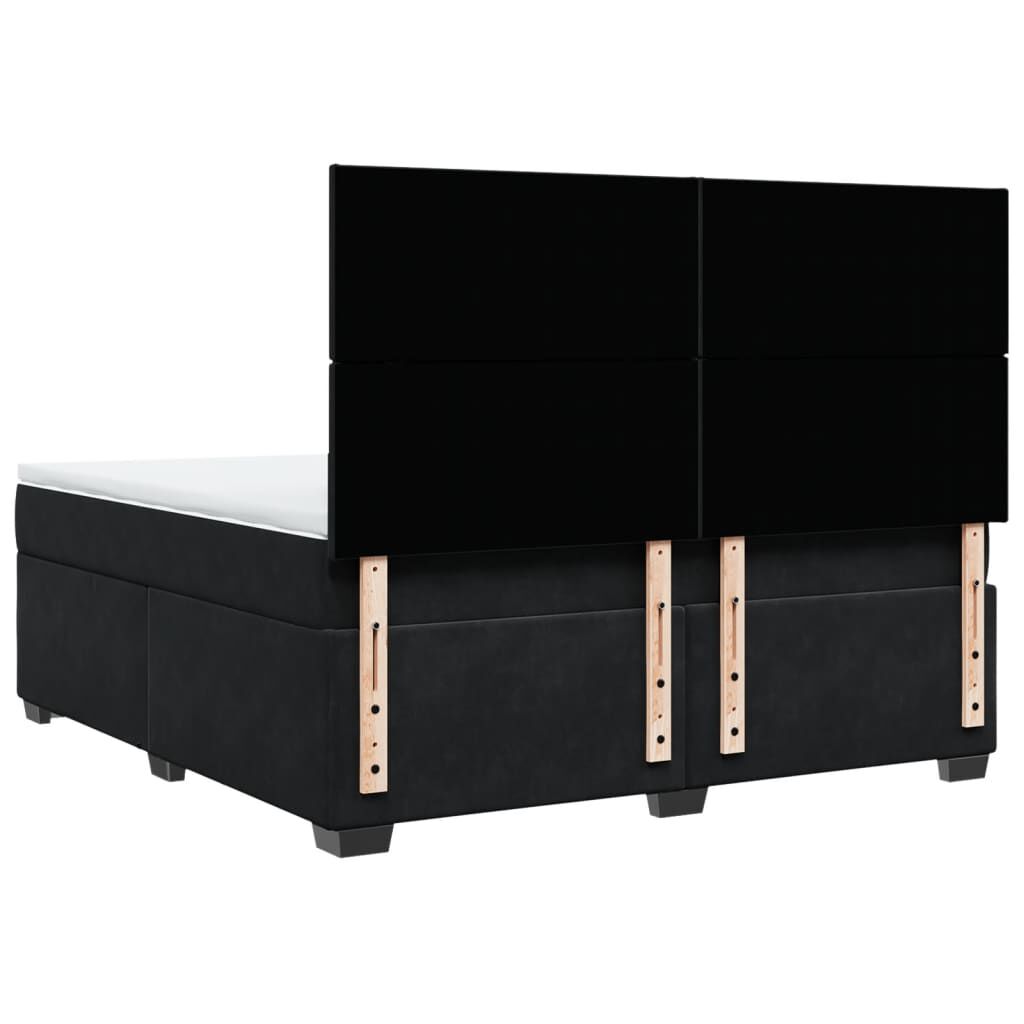 vidaXL Κρεβάτι Boxspring με Στρώμα Μαύρο 180x200 εκ. Βελούδινο