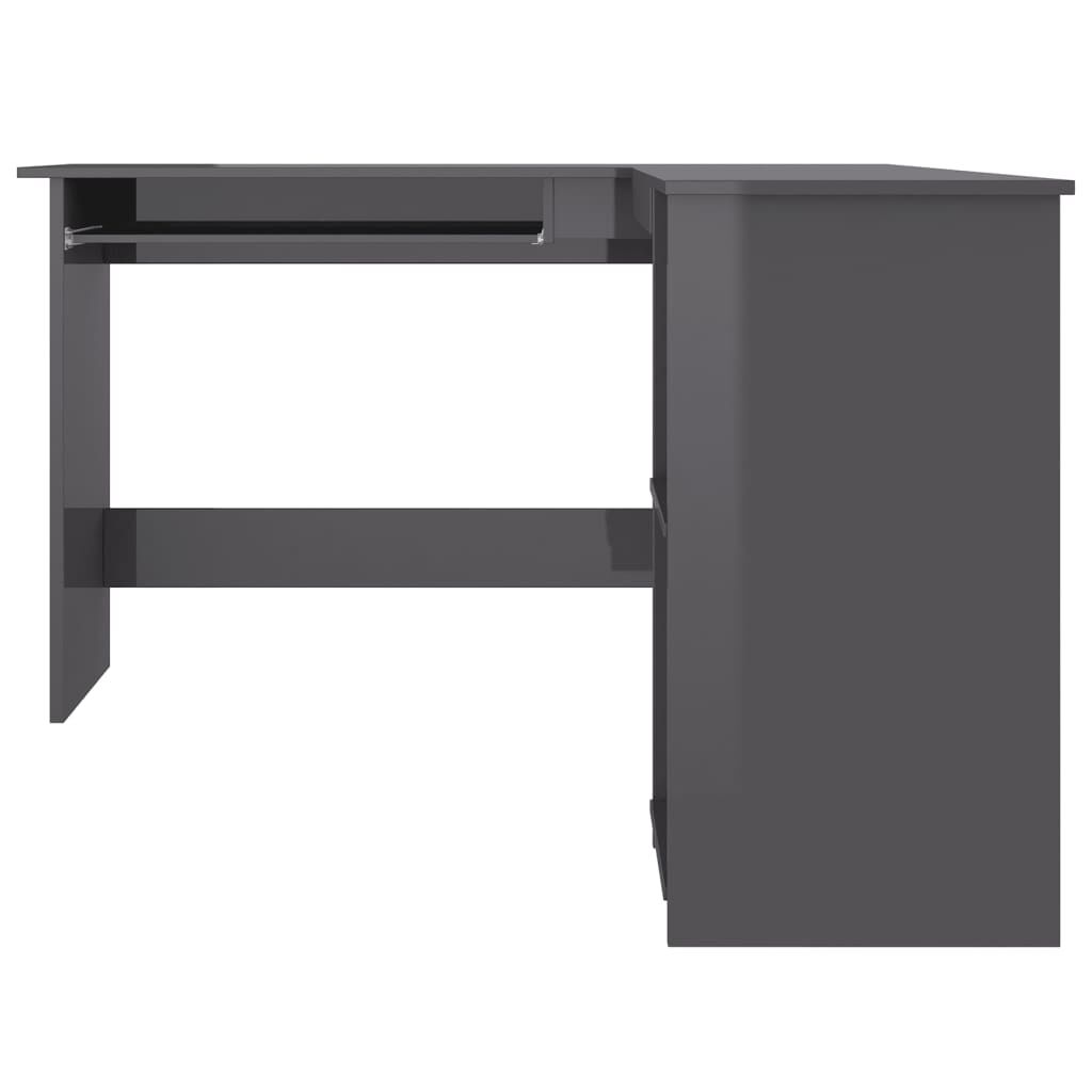 vidaXL Γραφείο Γωνιακό Γυαλιστερό Γκρι 120 x 140 x 75 εκ. Μοριοσανίδα