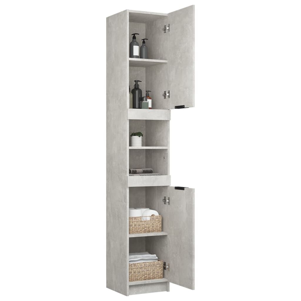 vidaXL Ντουλάπι Μπάνιου Γκρι Σκυροδέματος 32x34x188,5 εκ. Επεξ. Ξύλο