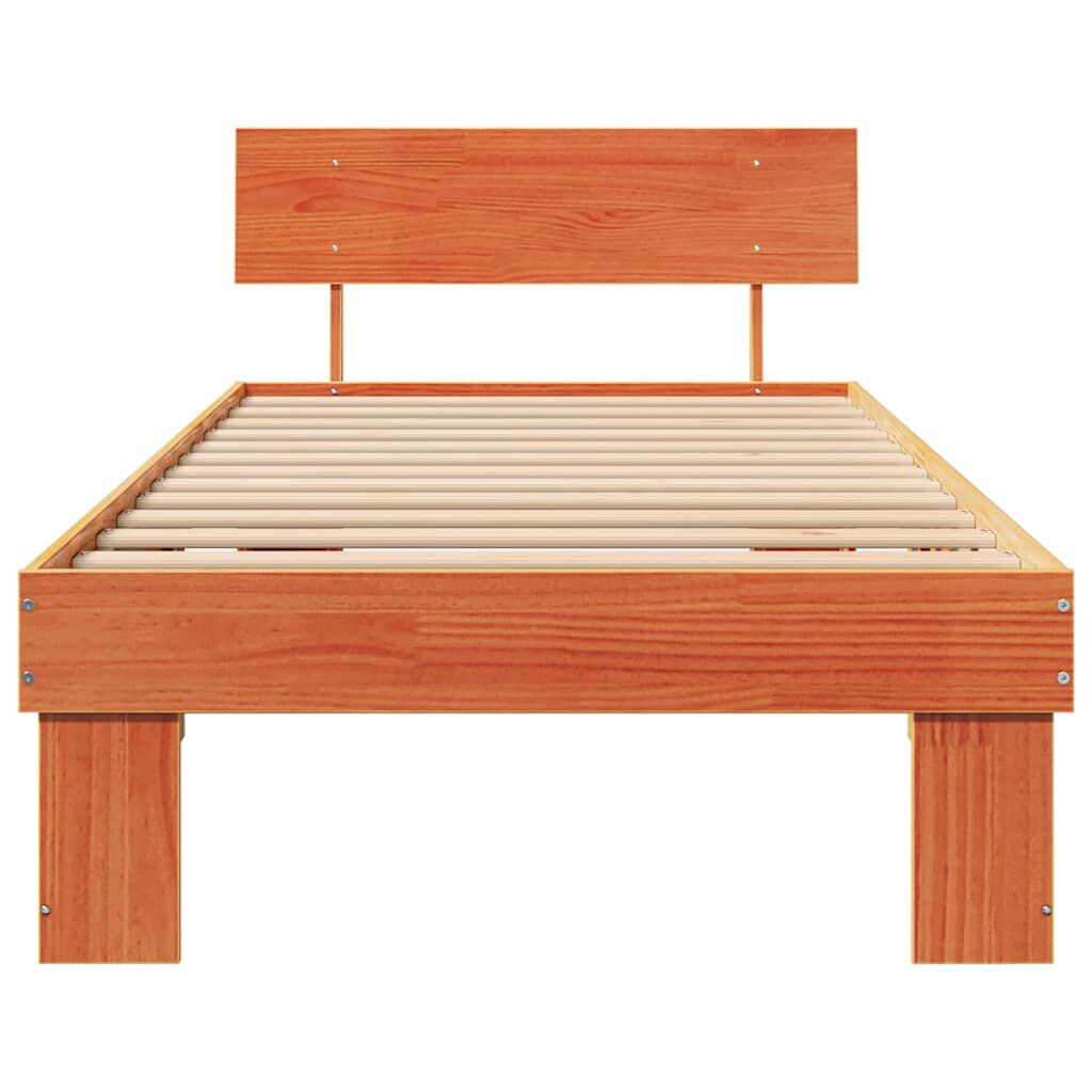 vidaXL Σκελετός Κρεβατιού Καφέ κεριού 75 x 190 cm Μασίφ ξύλο πεύκου