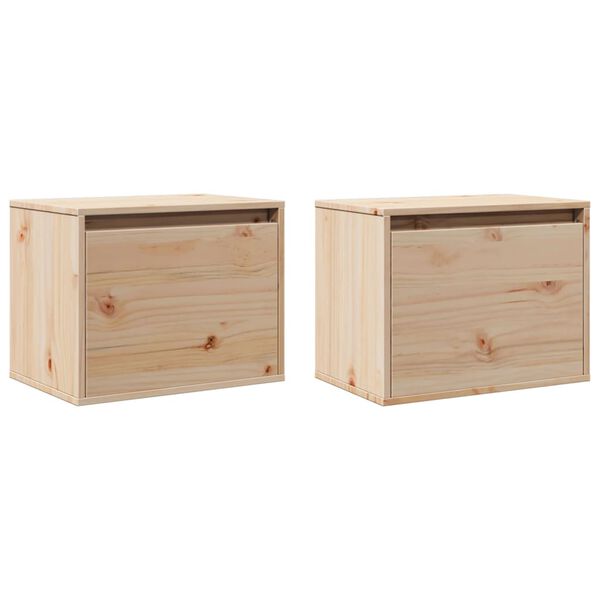 vidaXL Ντουλάπια Τοίχου 2 τεμ. 45 x 30 x 35 εκ. από Μασίφ Ξύλο Πεύκου
