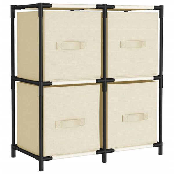 vidaXL Ντουλάπι με 4 Υφασμάτινα Καλάθια Κρεμ 63x30x71 εκ. από Ατσάλι