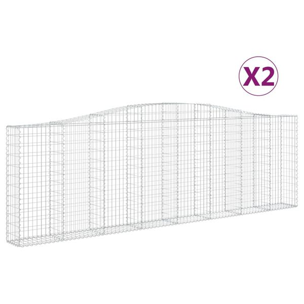 vidaXL Συρματοκιβώτια Τοξωτά 2 τεμ. 400x30x120/140 εκ. Γαλβαν. Ατσάλι