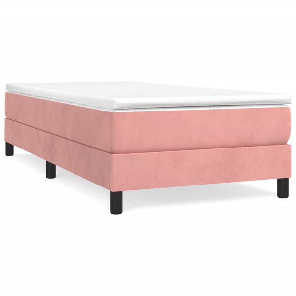vidaXL Κρεβάτι Boxspring με Στρώμα Ροζ 80 x 200 εκ. Βελούδινο