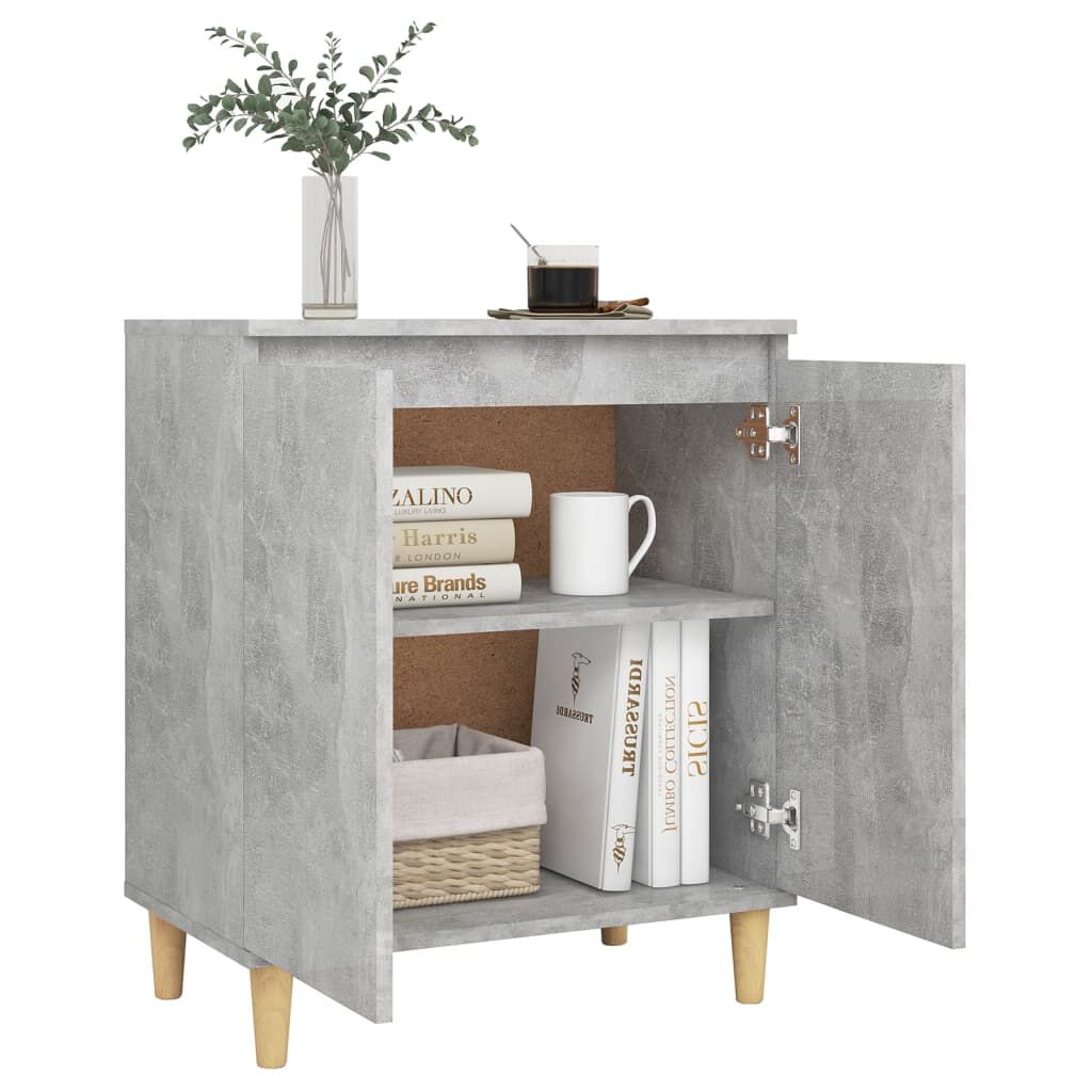 vidaXL Ντουλάπι Γκρι Σκυρ. 60x35x70 εκ. Μασίφ Ξύλινα Πόδια Επεξ. Ξύλο