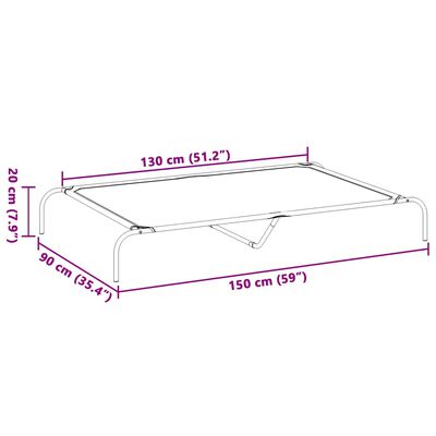 vidaXL Ανυψωμένο κρεβάτι σκύλου γκρι 150x90x20 cm Textilene και χάλυβα