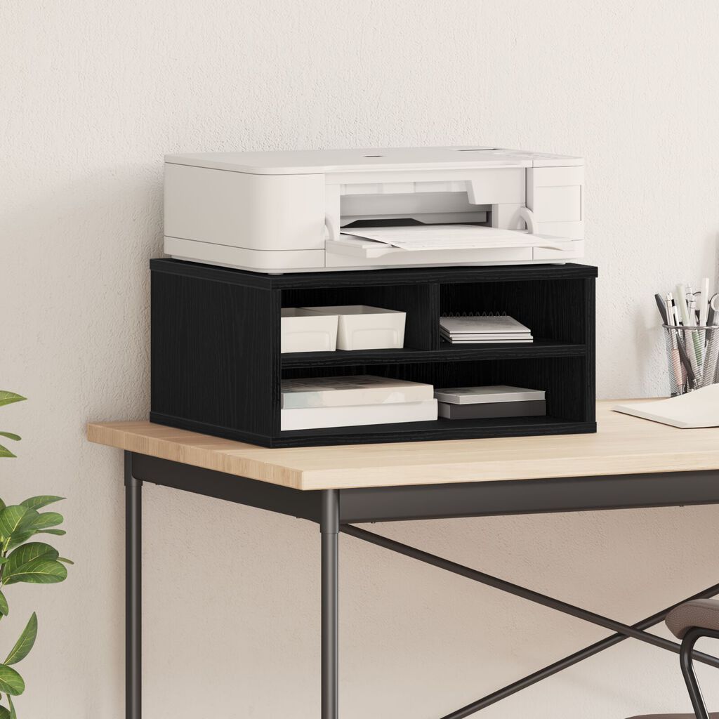 vidaXL Σταντ Εκτυπωτή Μαύρη Δρυς 49x40x22,5 εκ Επεξεργασμένο Ξύλο