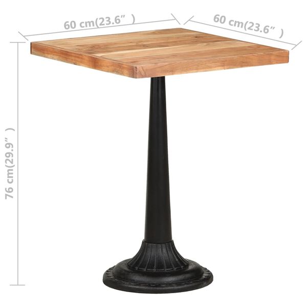 vidaXL Τραπέζι Bistro 60 x 60 x 76 εκ. από Μασίφ Ξύλο Ακακίας