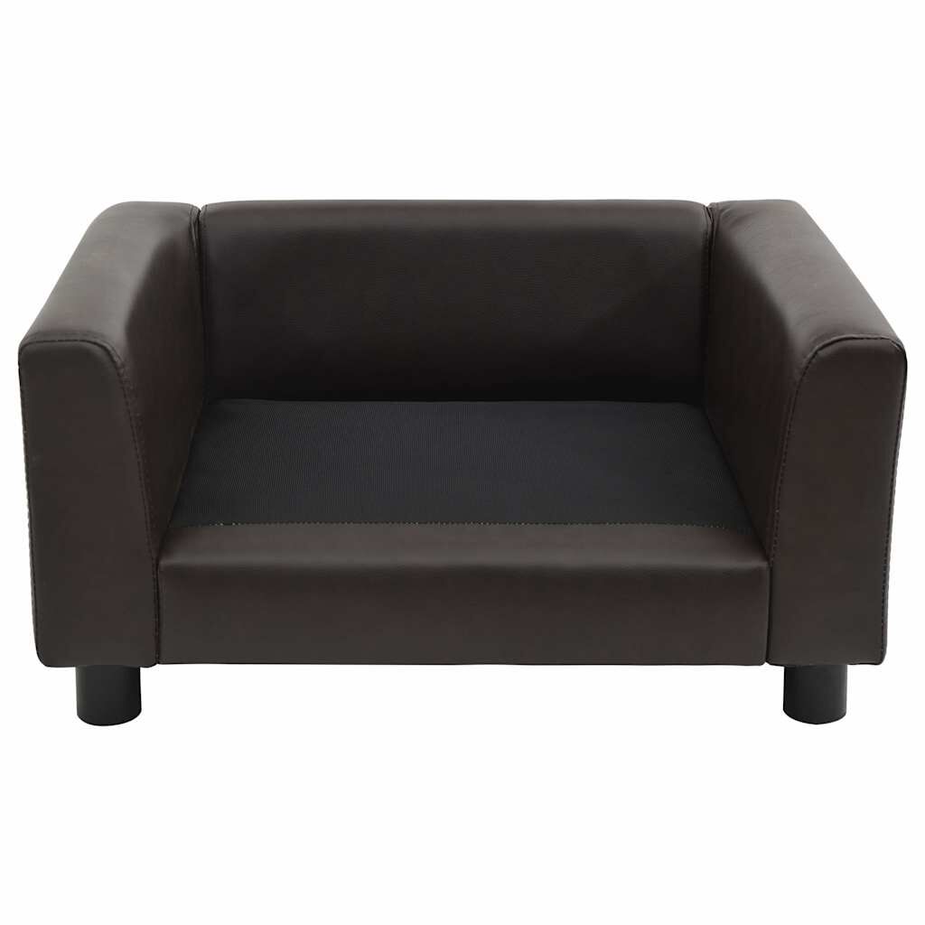 vidaXL Καναπές-Κρεβάτι Σκύλου Καφέ 60x43x30 εκ. Βελουτέ/Συνθετ. Δέρμα