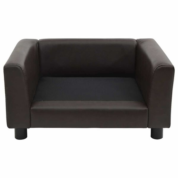 vidaXL Καναπές-Κρεβάτι Σκύλου Καφέ 60x43x30 εκ. Βελουτέ/Συνθετ. Δέρμα