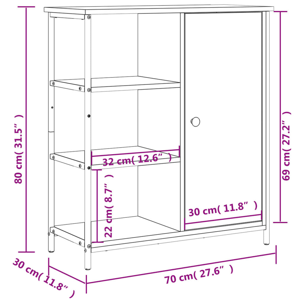 vidaXL Ντουλάπι Sonoma Δρυς 70x30x80 εκ. Επεξεργασμένο Ξύλο