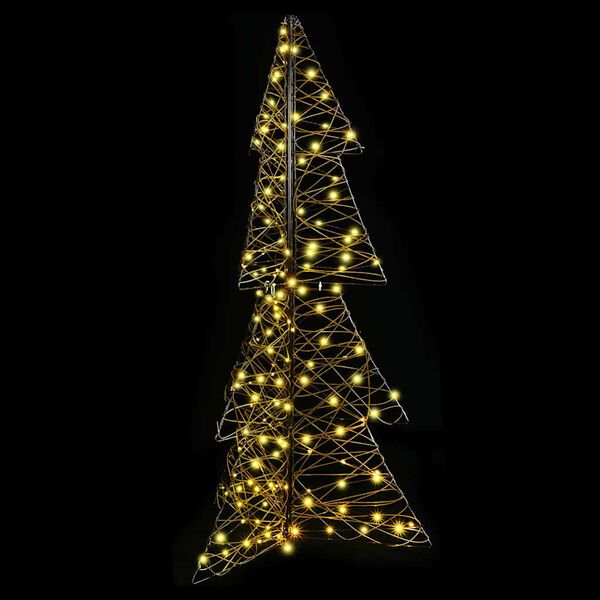 vidaXL Χριστουγεννιάτικο Δέντρο με 160 LED Θερμό λευκό 150 cm Ρατάν