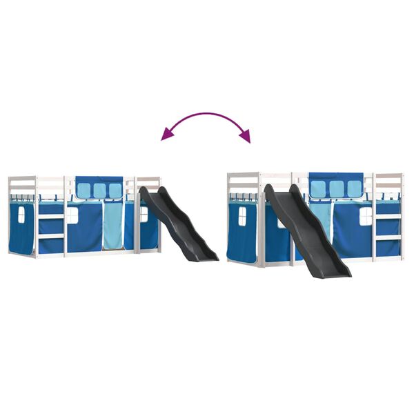 vidaXL Κουκέτα με Τσουλήθρα και Κουρτίνες Μπλε 90x200 εκ.