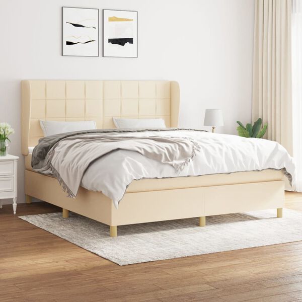 vidaXL &Kappa;&rho;&epsilon;&beta;ά&tau;&iota; Boxspring &mu;&epsilon; &Sigma;&tau;&rho;ώ&mu;&alpha; &Kappa;&rho;&epsilon;&mu; 160x200 &epsilon;&kappa;. &Upsilon;&phi;&alpha;&sigma;&mu;ά&tau;&iota;&nu;&omicron;