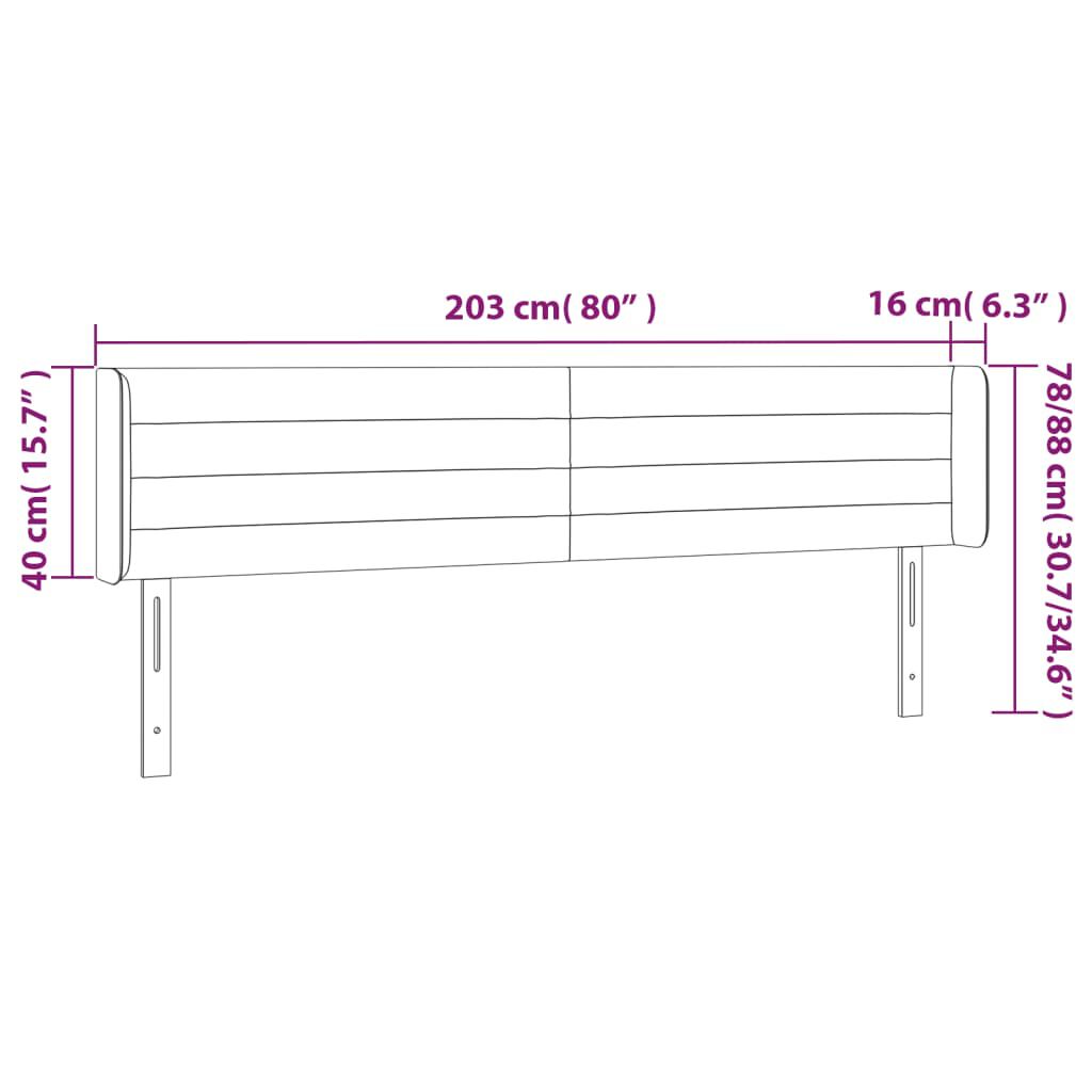 vidaXL Κεφαλάρι με Πτερύγια Σκούρο Γκρι 203x16x78/88 εκ. Βελούδινο