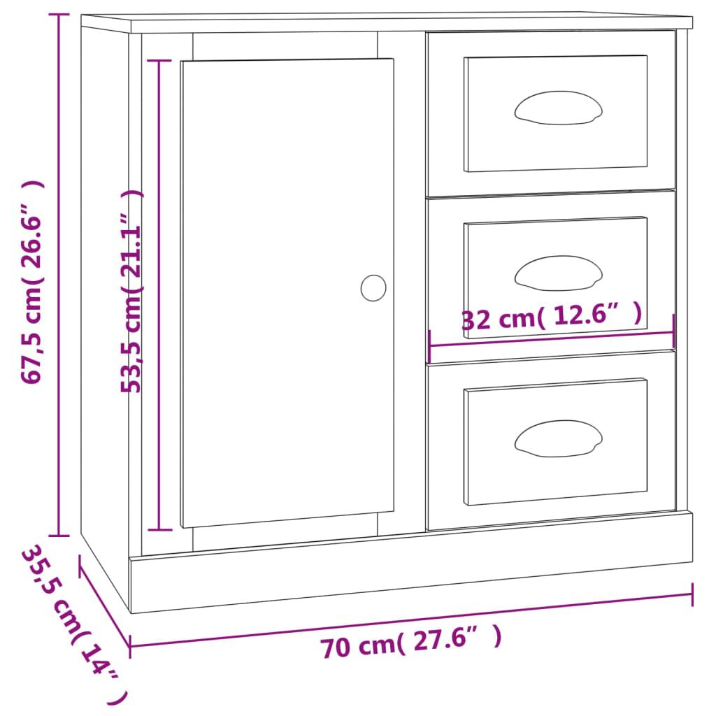 vidaXL Ντουλάπι Γυαλιστερό Λευκό 70x35,5x67,5 εκ. Επεξεργασμένο Ξύλο
