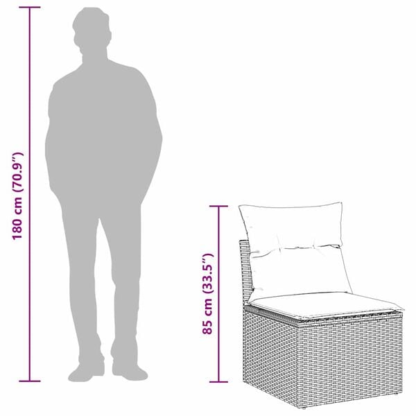 vidaXL Σετ Καναπέ Κήπου με μαξιλάρι 11 pcs Μαύρο 90 x 55 x 71 cm