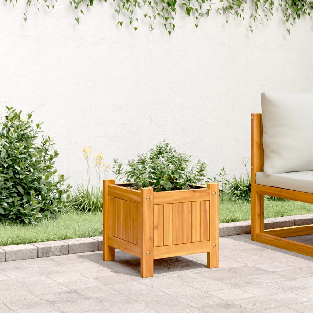 vidaXL Ζαρντινιέρα Κήπου με Επένδυση 31x31x30 εκ. Μασίφ Ξύλο Ακακίας