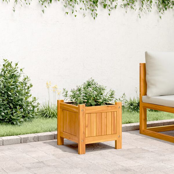 vidaXL Ζαρντινιέρα Κήπου με Επένδυση 31x31x30 εκ. Μασίφ Ξύλο Ακακίας