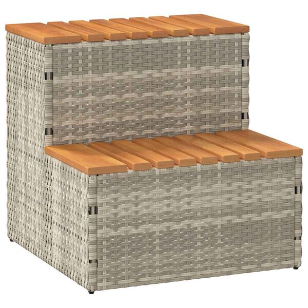 vidaXL Βήμα υδρομασάζ Αν. Γκρι 50x50x50,5εκ. Συνθετικό Ρατάν/Ακακίας