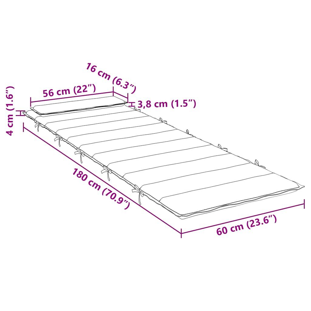 vidaXL Μαξιλάρι Ξαπλώστρας Γκρι 180x60x4 εκ. από Ύφασμα Oxford
