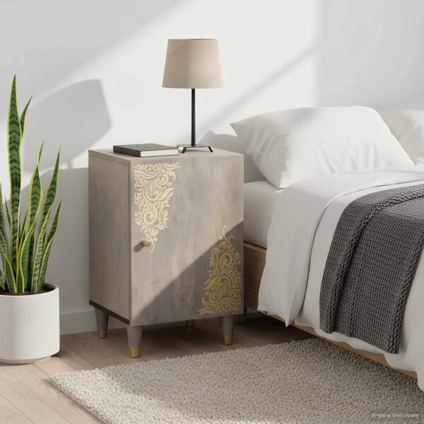 vidaXL Ντουλάπι Μπάνιου Γκρι 38 x 33 x 58 εκ. Στερεό ξύλο μάνγκο