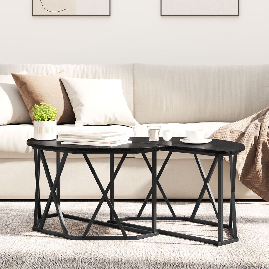 vidaXL Τραπέζι καφέ Μαύρο Δρυς 80x80x42 εκ. από επεξεργασμένο ξύλο