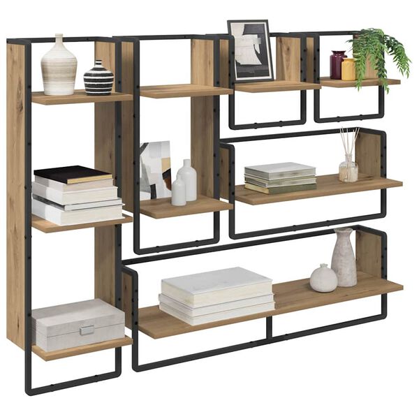 vidaXL Σετ ραφιών τοίχου με ράφι 6 pcs Artisan Oak 100 x 25 x 30 cm
