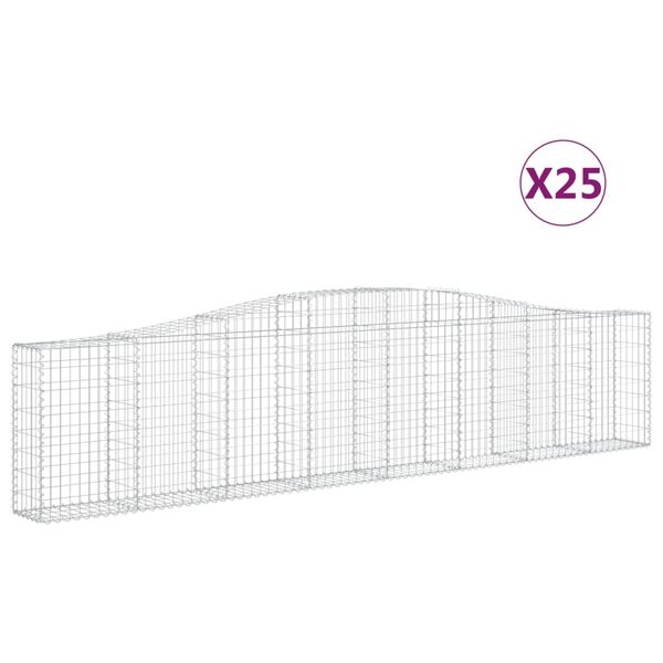 vidaXL Συρματοκιβώτια Τοξωτά 25 τεμ. 400x30x80/100 εκ. Γαλβαν. Ατσάλι