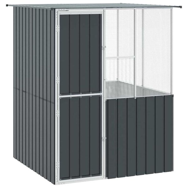 vidaXL Κλουβί Πουλιών με αποθήκευση Ανθρακί 154 x 154 x 200 εκ.