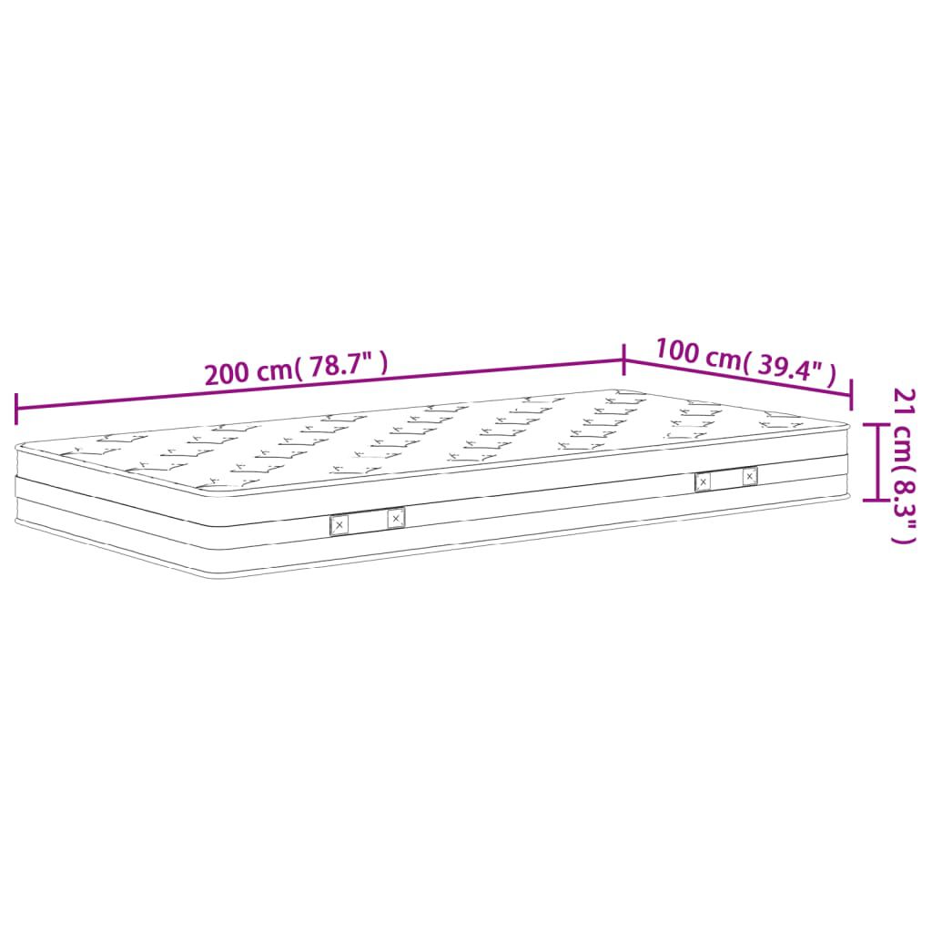vidaXL Στρώμα με Bonnell Springs Μεσαία Σκληρότητα 100x200 εκ.