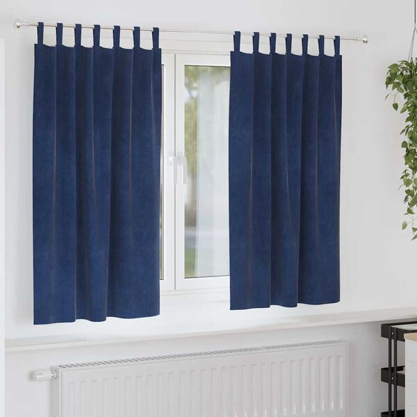 vidaXL Κουρτίνες με κουρτίνες 2 pcs Σκούρο Μπλε 140 x 175 cm Βελούδο