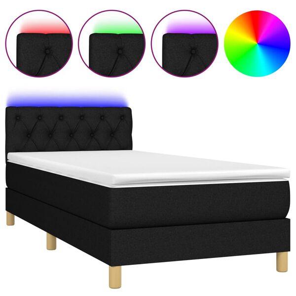vidaXL &Kappa;&rho;&epsilon;&beta;ά&tau;&iota; Boxspring &mu;&epsilon; &Sigma;&tau;&rho;ώ&mu;&alpha; & LED &Mu;&alpha;ύ&rho;&omicron; 80x200 &epsilon;&kappa;. &Upsilon;&phi;&alpha;&sigma;&mu;ά&tau;&iota;&nu;&omicron;
