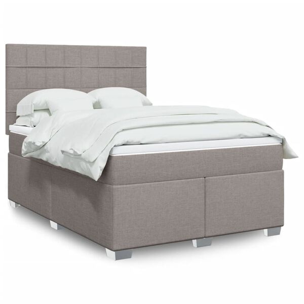 vidaXL Κρεβάτι Boxspring με Στρώμα Taupe 160x200 εκ. Υφασμάτινο