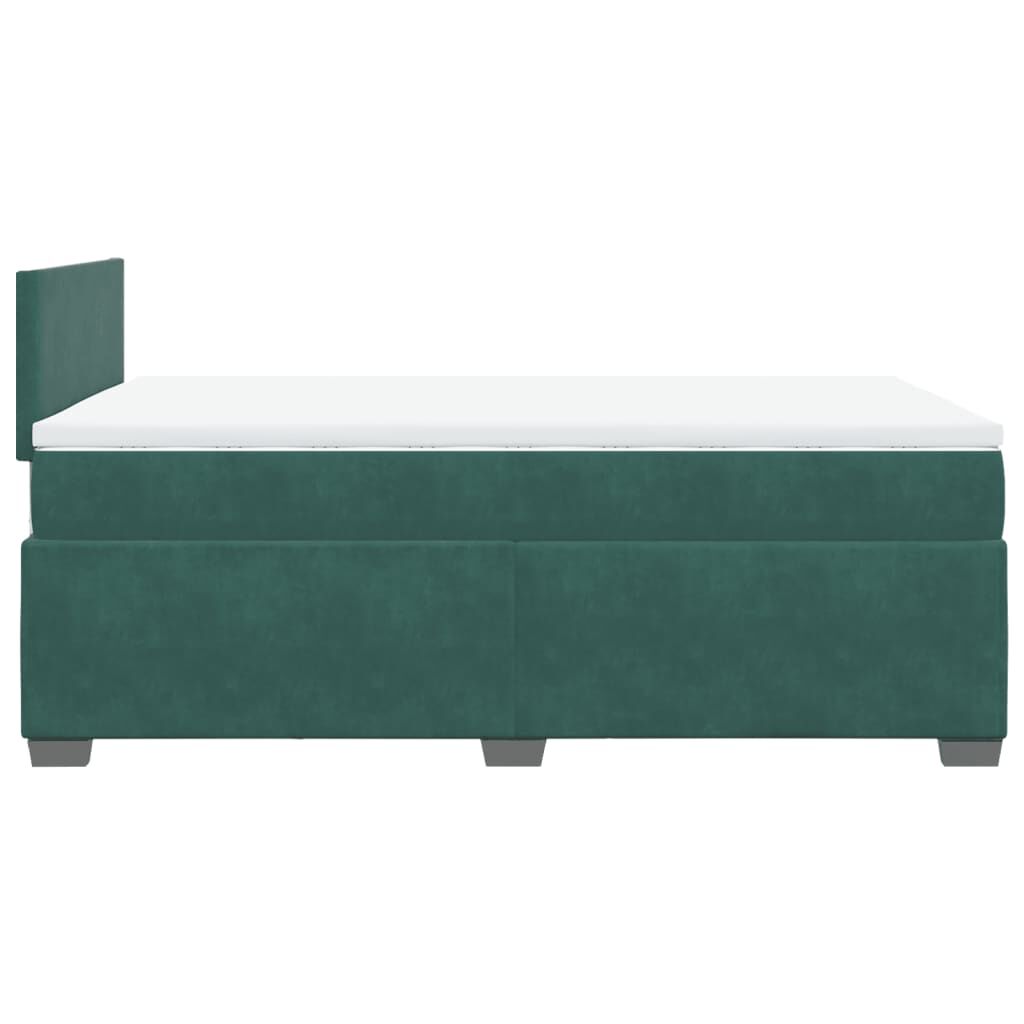 vidaXL Κρεβάτι Boxspring με Στρώμα Σκούρο Πράσινο 120x200εκ. Βελούδινο