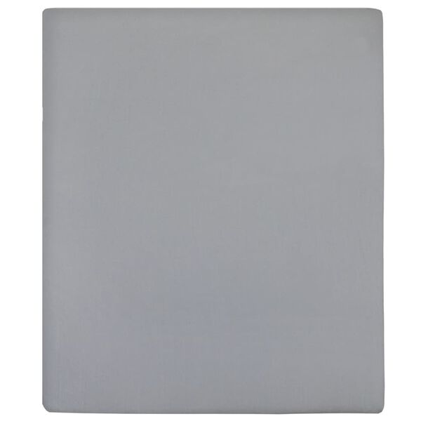 vidaXL Σεντόνια με Λάστιχο 2 τεμ. Γκρι 160x200 εκ. Βαμβακερό Ζέρσεϊ