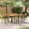 vidaXL Σέτ φαγητού για κήπο 7 pcs Μαύρο και καφέ 150 x 90 x 75 cm