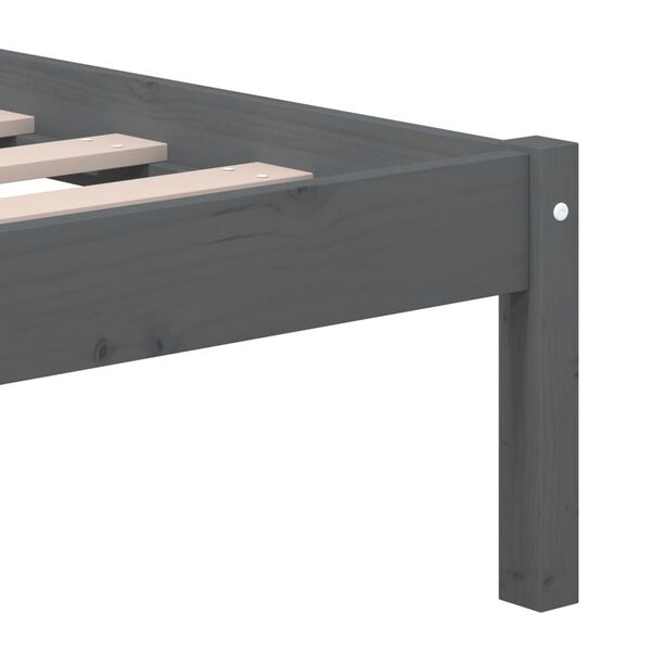 vidaXL Πλαίσιο Κρεβατιού Γκρι 150 x 200 εκ. Μασίφ Ξύλο King Size