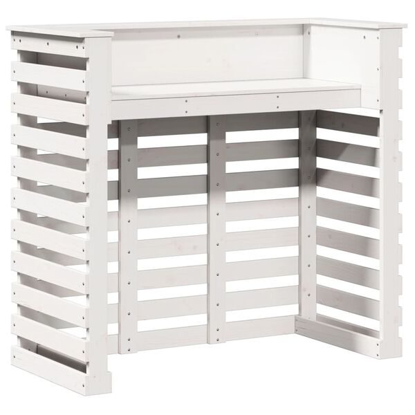 vidaXL Τραπέζι Μπαρ Εξ. Χώρου Λευκό 113,5x50x103 εκ. Μασίφ Πεύκο