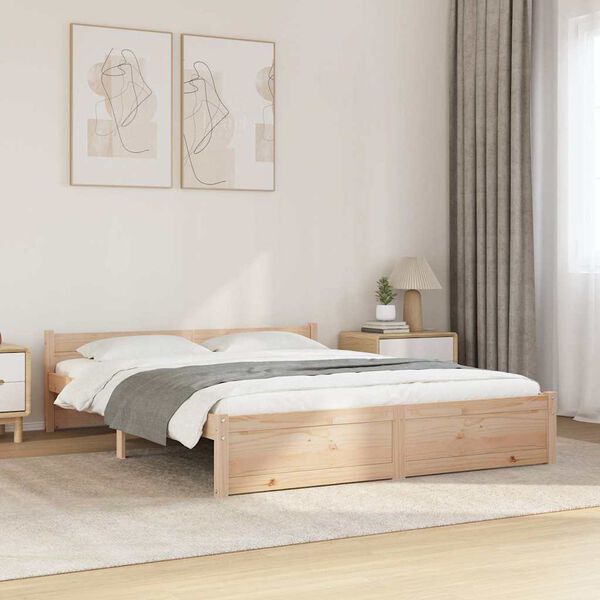 vidaXL Σκελετός Κρεβατιού Χωρίς Στρώμα 140x200 εκ Μασίφ Ξύλο