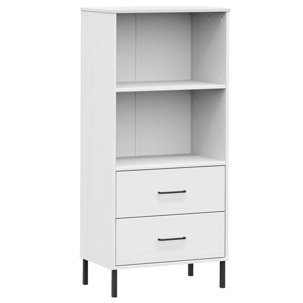 vidaXL Βιβλιοθήκη OSLO με 2 Συρτάρια Λευκή 60x35x128,5 εκ. Μασίφ Ξύλο